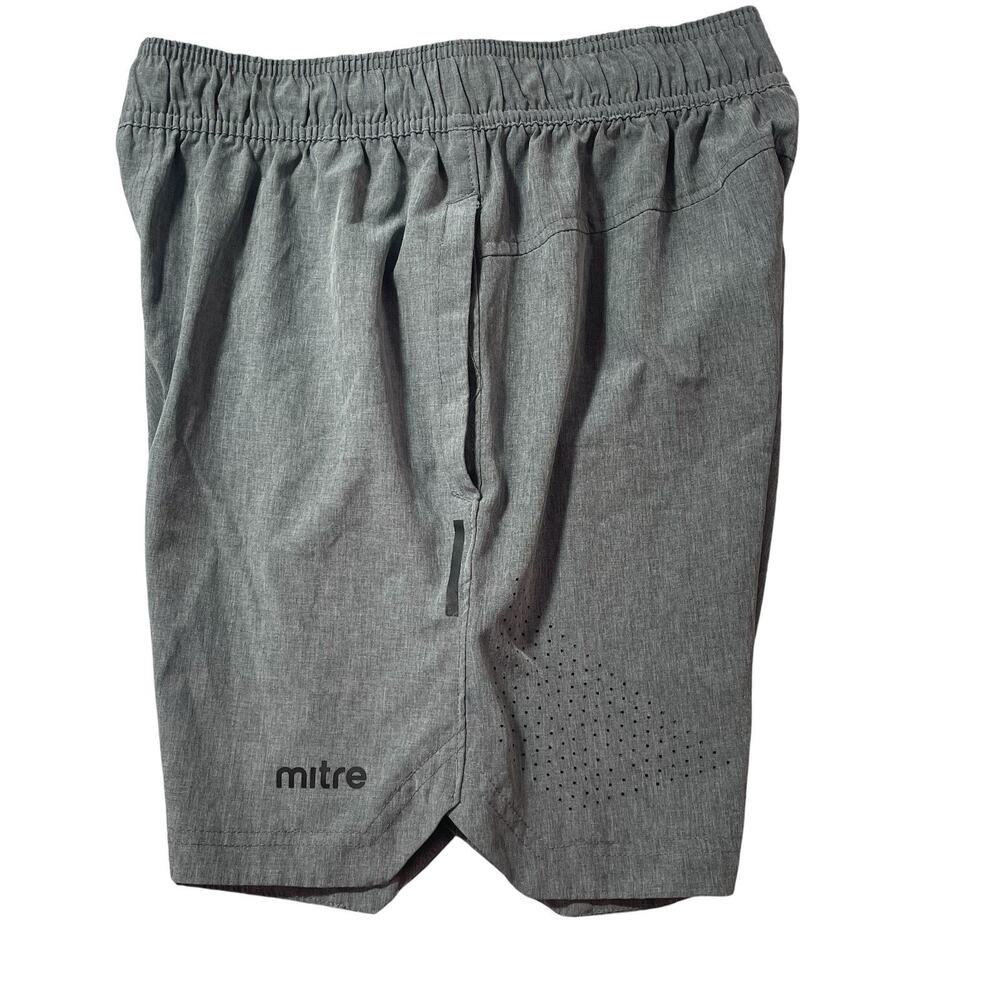 Mitre Athletic Shorts Mens Medium Gray Elastic Waist Internal Drawstring Stretch
